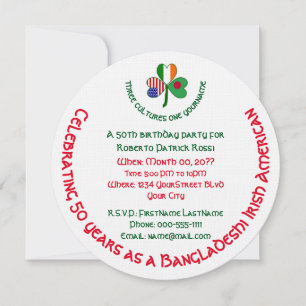Bangladeshisk irländsk USA Shamrock Personlig Föde Inbjudningar