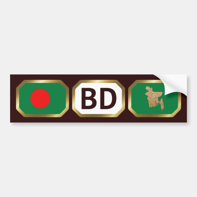Bangladeshs flagga kartkod dekal (Framsidan)