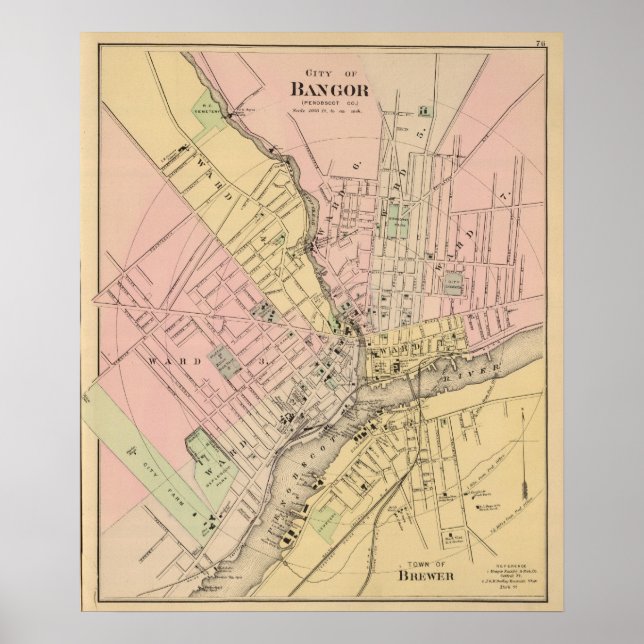 Bangor, Brewer, Maine Poster (Framsidan)