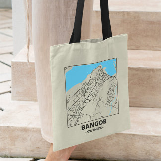 Bangor, Gwynedd City Map Tote Bag Tygkasse