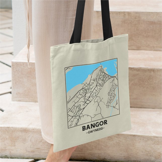Bangor, Gwynedd Stadskarta Totebag Tygkasse (Skapare uppladdad)