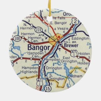 Bangor Maine Antik Karta Julgransprydnad Keramik