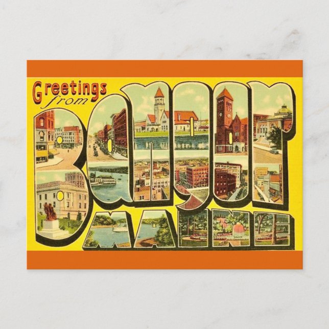 Bangor Maine Hälsningar Postkort Vykort (Framsida)