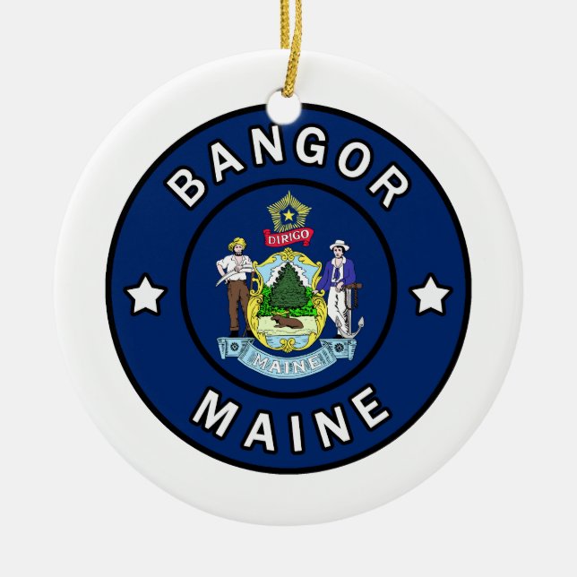 Bangor Maine Julgransprydnad Keramik (Framsidan)