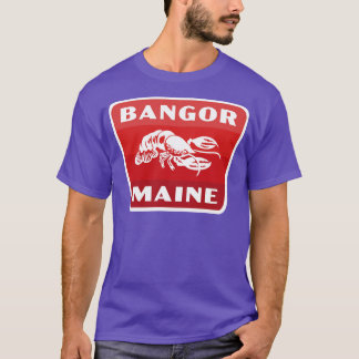 Bangor Maine Retro Badge Red T Shirt