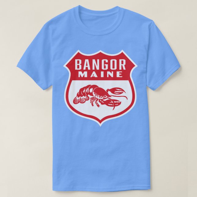 Bangor Maine Retro Shield Red T Shirt (Design framsida)