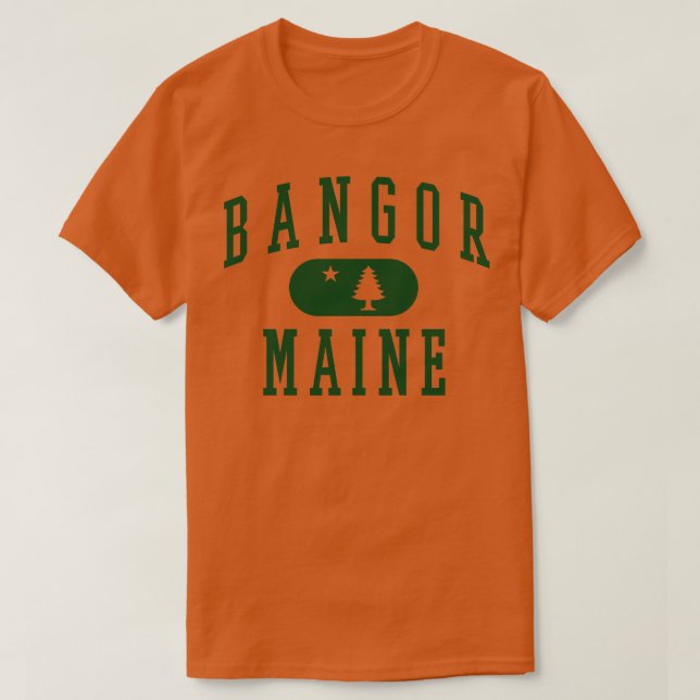 Bangor Maine Retro Varsity Grönt Gräs Träd T Shirt (Design framsida)