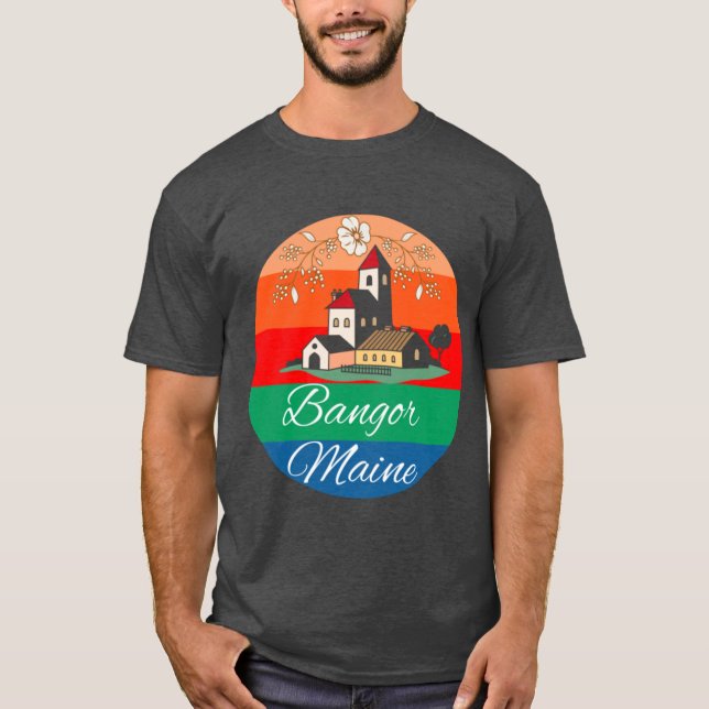 Bangor Maine Scenery T Shirt (Framsida)