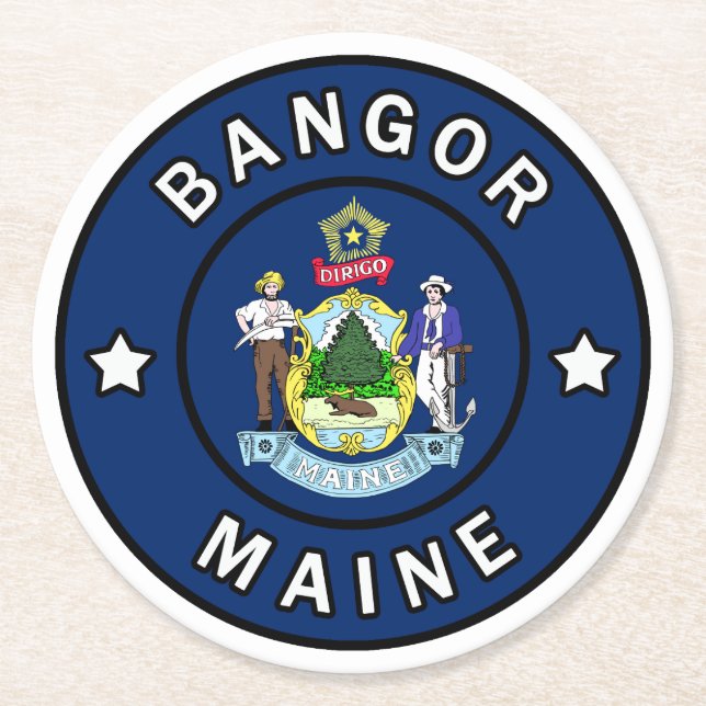 Bangor Maine Underlägg Papper Rund (Framsidan)