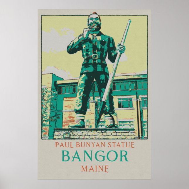 Bangor Maine USA, Paul Bunyan Statue Poster (Framsidan)