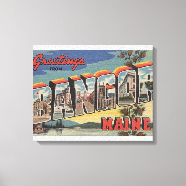 Bangor, MaineLarge Brev ScenesBangor, ME Canvastryck (Framsida)