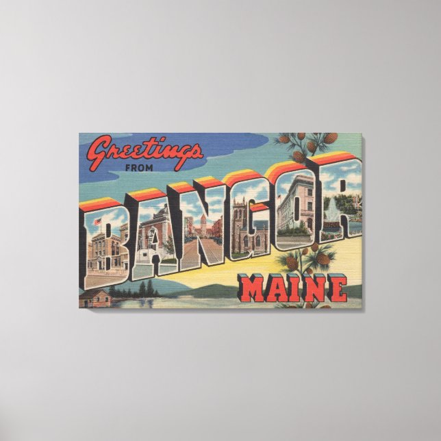 Bangor, MaineLarge Brev ScenesBangor, ME Canvastryck (Framsida)