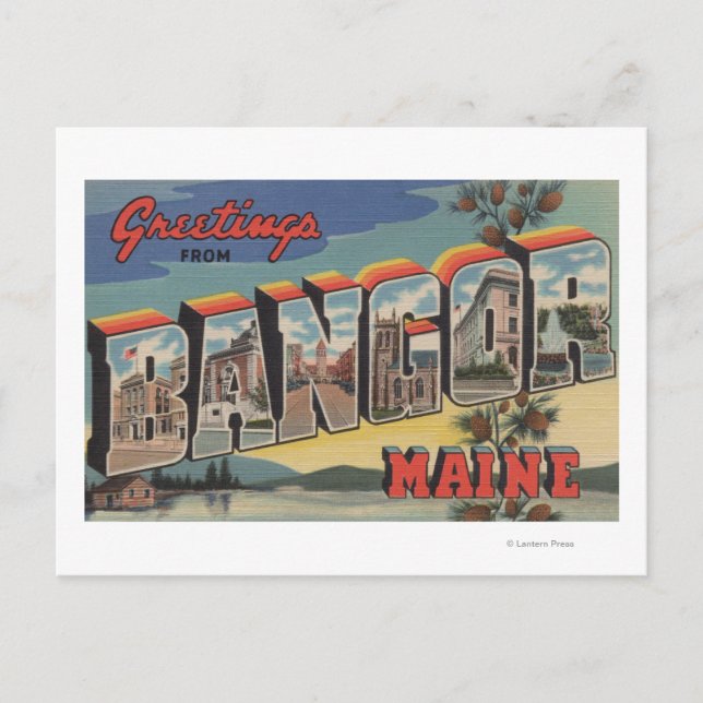 Bangor, MaineLarge Brev ScenesBangor, ME Vykort (Framsida)