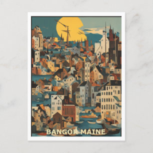 Bangor ME Graphic Design Colorful Vykort