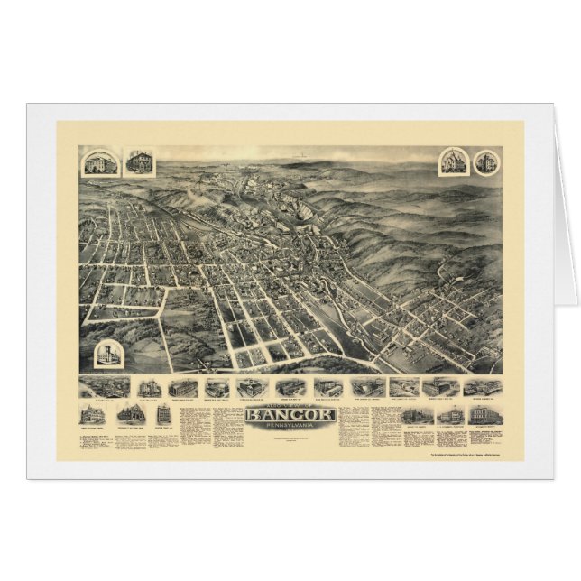 Bangor panorama- karta för PA - 1918 Hälsningskort (Framsidan Horizontal)