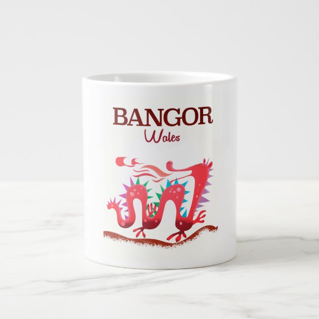 Bangor Wales Dragon poster Jumbo Mugg (Framsidan)