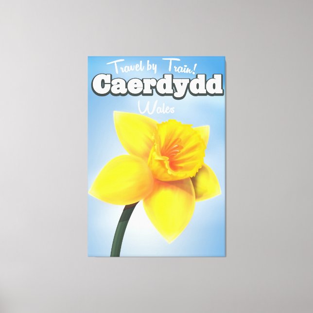Bangor, Wales vintage Daffodil-reseaffisch Canvastryck (Framsida)