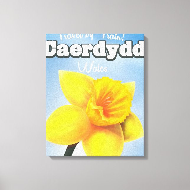 Bangor, Wales vintage Daffodil-resoraffisch Canvastryck (Framsida)