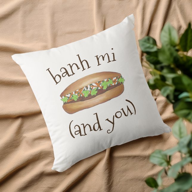 Banh Mi (och du) Vietnamese Food Foodie Sandwich Kudde (Banh Mi Pillow)