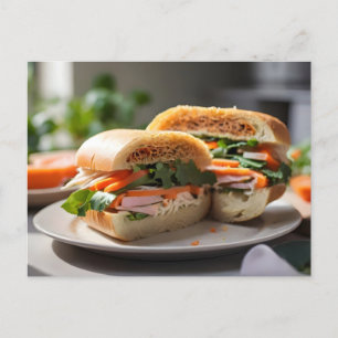Banh Mi-smörgås på en platta Vykort