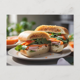 Banh Mi-smörgås på en platta Vykort