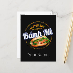 Banh Mi Street Food Baguette Vintage Vietnam Retro Helg Vykort