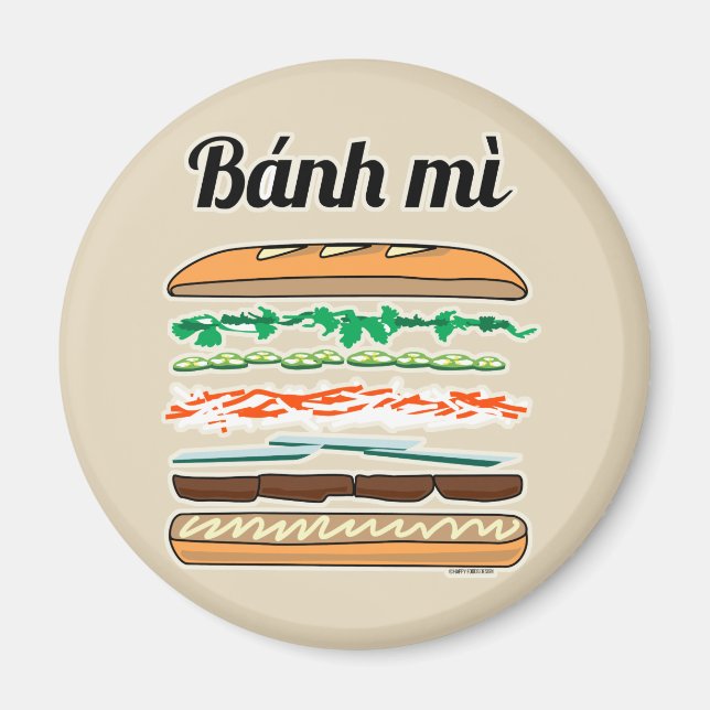 Banh Mi vietnamesisk smörgåsgrick Fransk baguette Magnet (Framsidan)
