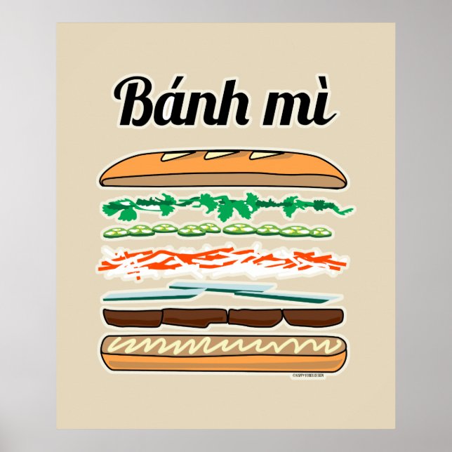 Banh Mi vietnamesisk smörgåsgrick Fransk baguette Poster (Framsidan)