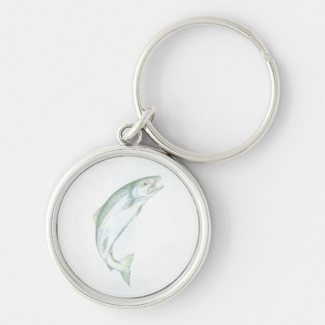 BanhoppningSteelheadkeychain Rund Silverfärgad Nyckelring (Framsidan)