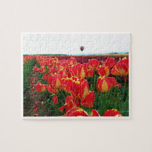 Banja Luka Tulips i Fält med Luftballong Pussel