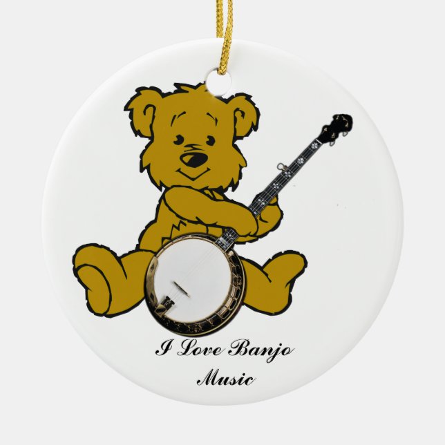BANJO BEAR-ORNAMENT JULGRANSPRYDNAD KERAMIK (Framsidan)