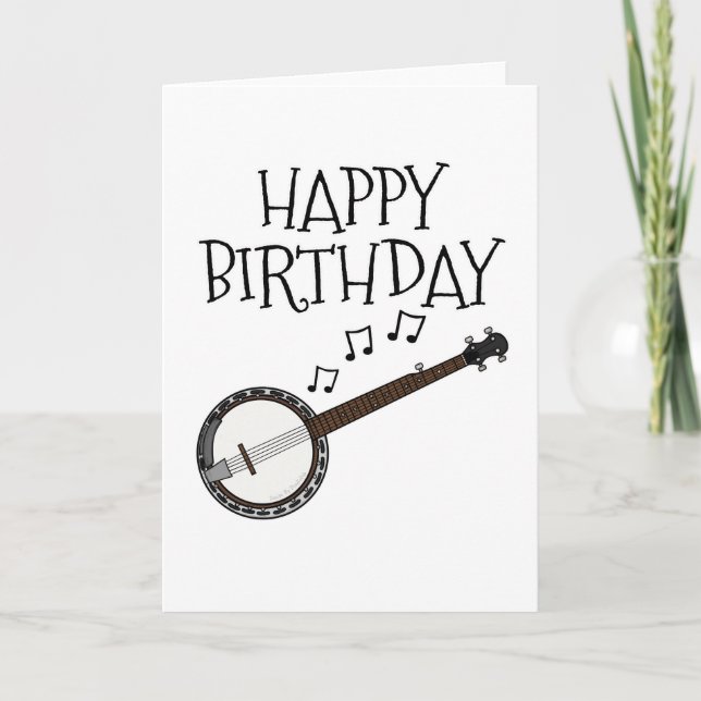 Banjo Birthday Card Banjoist Folk Musician Tack Kort (Framsida)