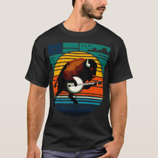Banjo Bison Sunset MidCentury Modern TShirt T Shirt