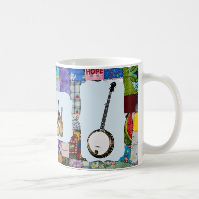 BANJO--BLÅGRÄS BAND-QUILTED KAFFEMUGG (Höger)