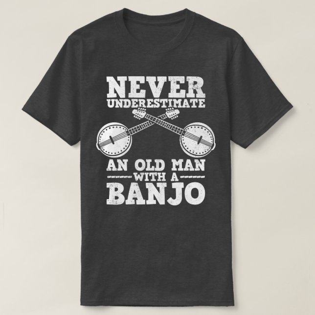 Banjo Bluegräs Old Man Banjo Player T Shirt (Design framsida)