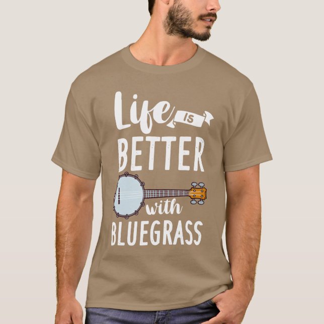 Banjo Bluegrass Present Musik Gitarr vänner T Shirt (Framsida)