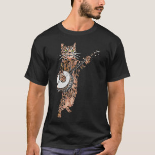 Banjo Cat Funny Bluegräs Land Folk Music Vinta T Shirt