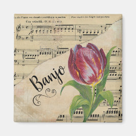 Banjo Elegant Tulip Vintage Lakan Music Magnet