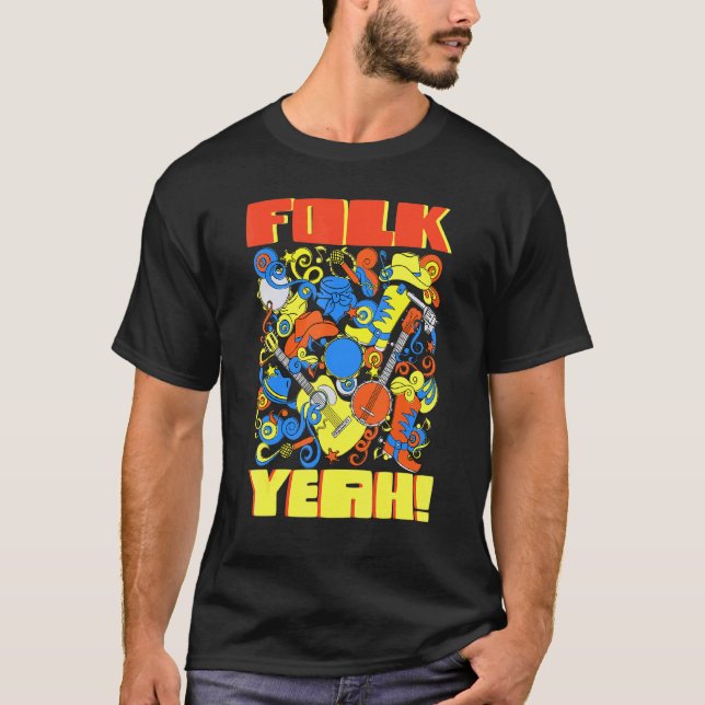 Banjo Gitarrspelare Folkmusik Ja T Shirt (Framsida)