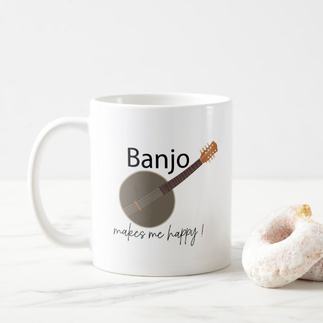 Banjo gör mig lycklig kaffemugg (Med munk)