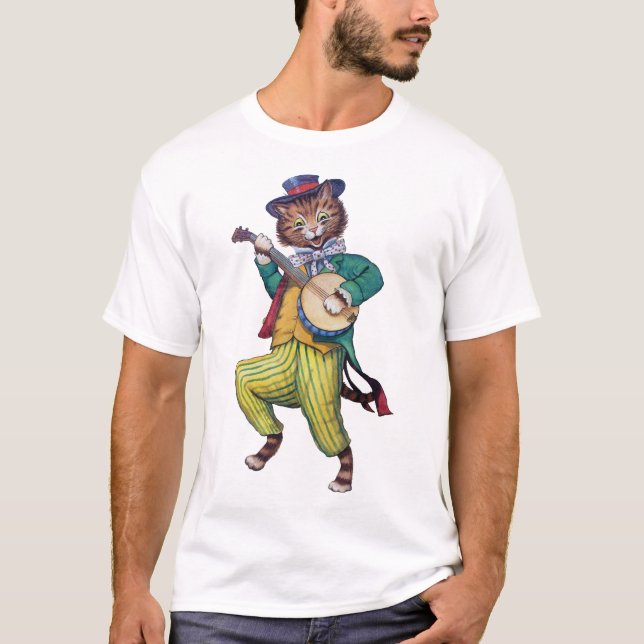 Banjo (Guitar) Player Cat, Louis Wain T Shirt (Framsida)