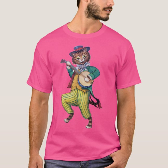 Banjo (Guitar) Player Cat, Louis Wain T Shirt (Framsida)