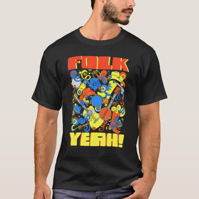 Banjo Guitar Player Folk Ja T Shirt (Framsida)