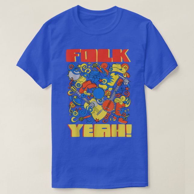 Banjo Guitar Player Folk Yeah  T Shirt (Design framsida)