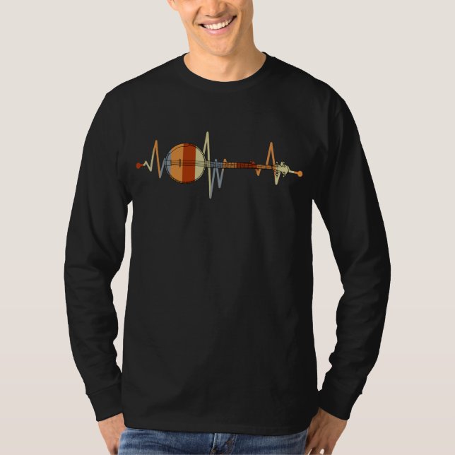 Banjo Heartslag Bluegräs Gift Land Music Banjo T Shirt (Framsida)