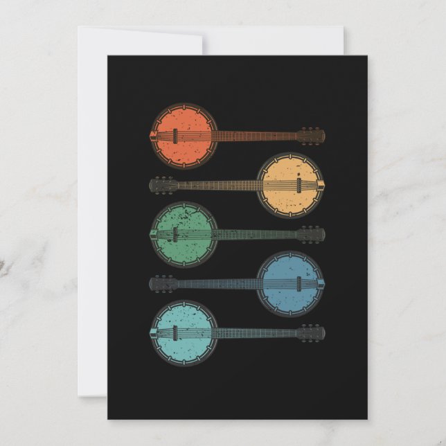 Banjo Instrument Land Music Acoustic Blue Gift Inbjudningar (Framsida)