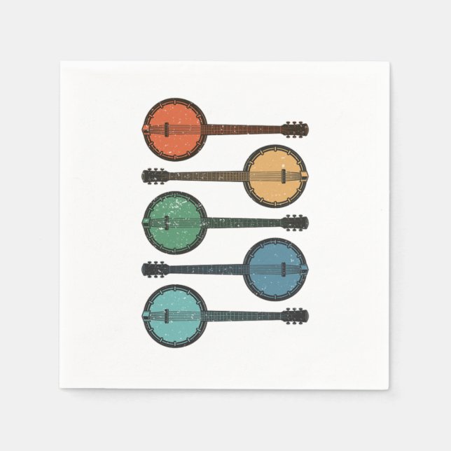 Banjo Instrument Land Music Acoustic Blue Gift Pappersservett (Framsidan)