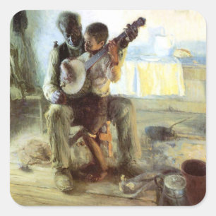 Banjo Lesson av Henry Ossawa Tanner Fyrkantigt Klistermärke