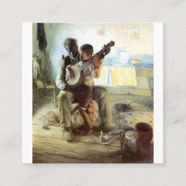 Banjo Lesson av Henry Ossawa Tanner Fyrkantigt Visitkort (Framsida)