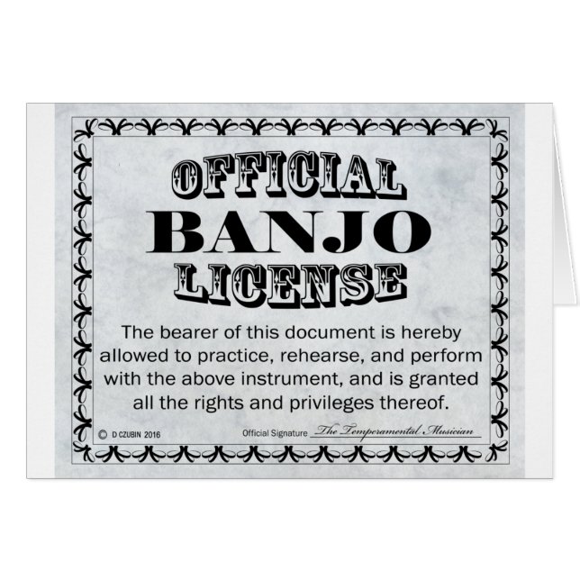 Banjo License Hälsningskort (Framsidan Horizontal)